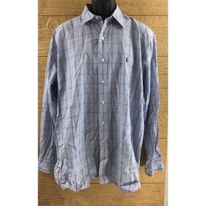 Ralph Lauren Shirt Large Blake Blue Yellow Plaid